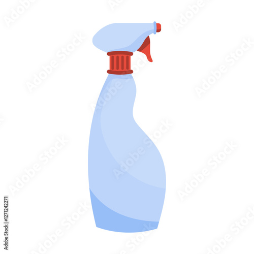 Cleaning spray bottle icon. Single blue plastic bottle with a trigger nozzle. Used for household cleaning and disinfection