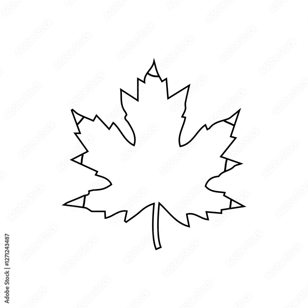 Hand drawn maple leaf outline vector drawing isolated on white Hand drawn maple leaf outline vector drawing isolated on white