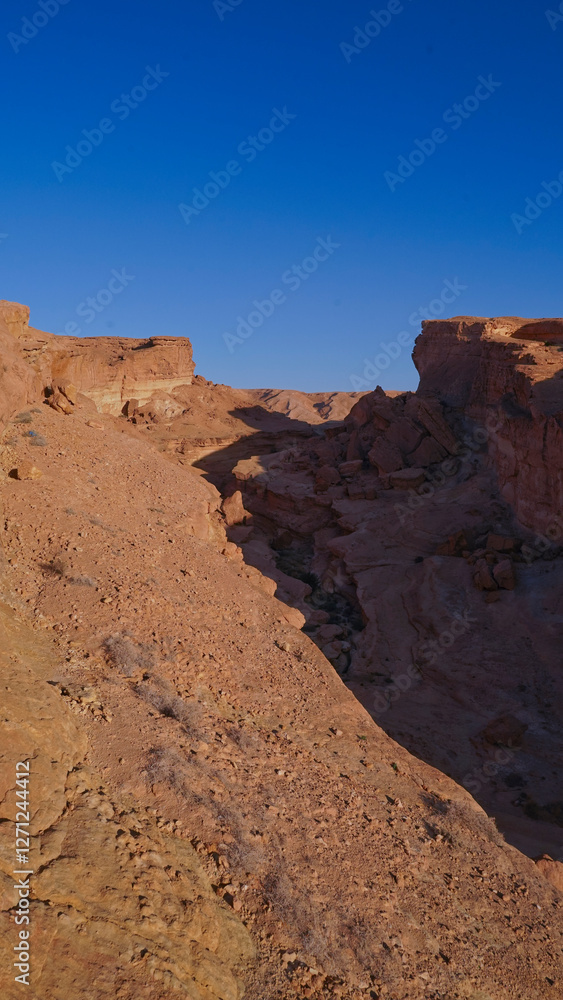 Fototapeta premium Lo spettacolare Canyon di Djebel Sidi Bouhlel dove sono state girate alcune scene di Guerre Stellari, nella provincia di Tozeur, Tunisia