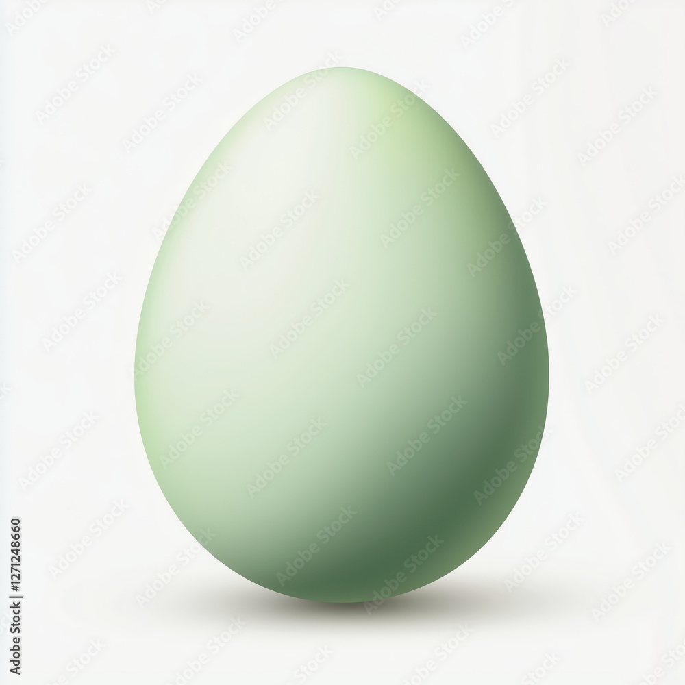 Realistic illustration of a smooth, pastel green egg with subtle highlights and a faint shadow, on a clean white background. Realistic illustration of a smooth, pastel green egg with subtle highlights and a faint shadow, on a clean white background.