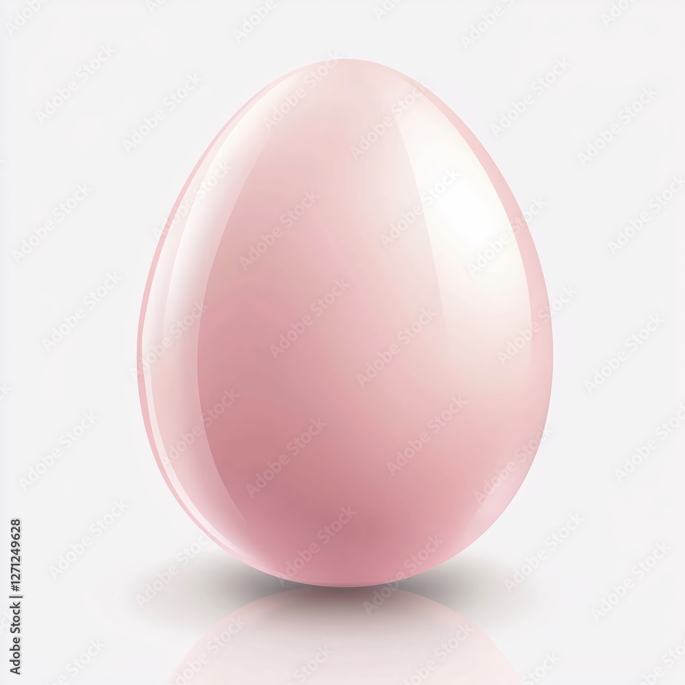 Realistic illustration of a soft pink egg with glossy gradients and a faint shadow, on a pure white background. Realistic illustration of a soft pink egg with glossy gradients and a faint shadow, on a pure white background.