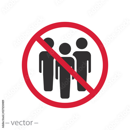 no crowd, group people forbidden icon vector, flat symbol on white background