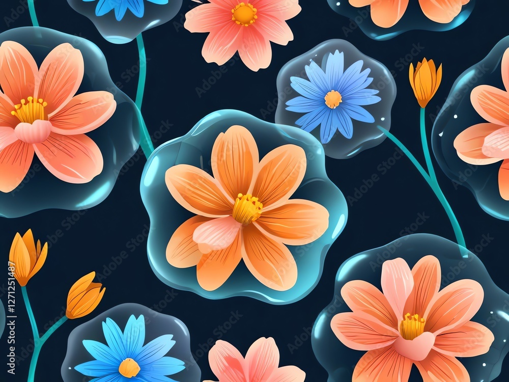 Encapsulated Blooms: A Digital Floral Symphony Encapsulated Blooms: A Digital Floral Symphony