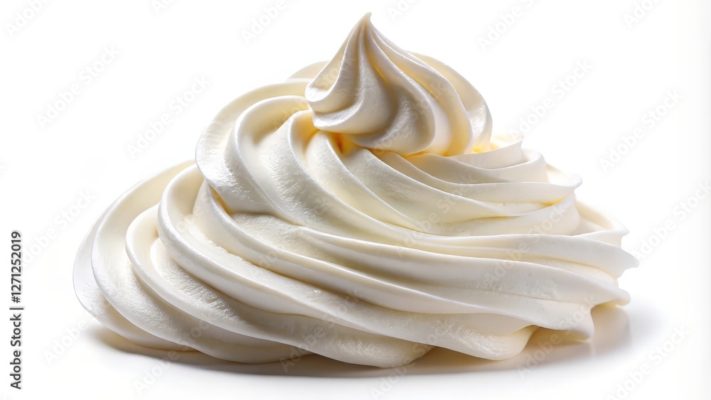 Whipped Cream Swirl on White Background Whipped Cream Swirl on White Background