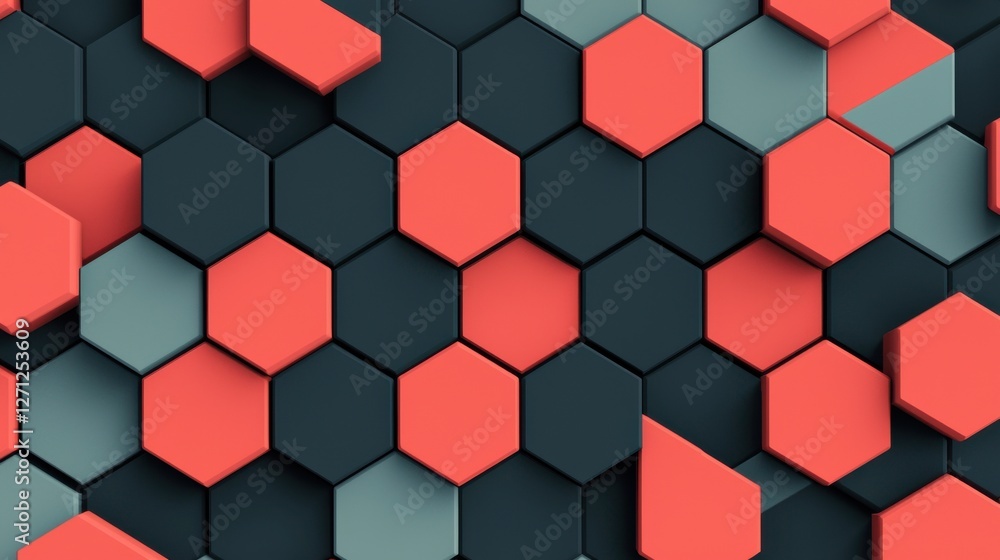Fototapeta premium Background pattern infographic concept. Vibrant Hexagonal Abstract Pattern with Contrasting Colors for Digital Design and Infographic Backgrounds