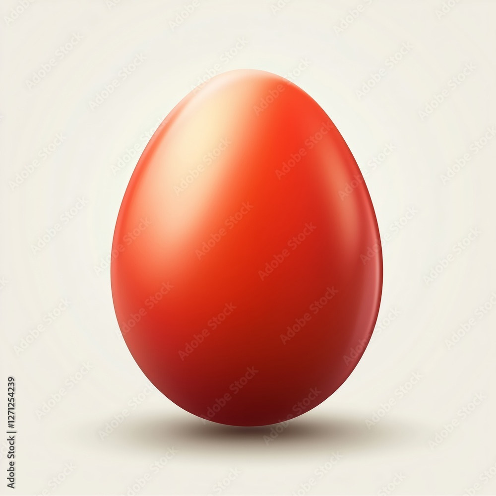 Realistic illustration of a vibrant red egg with smooth gradients, glossy finish, soft shadow, and high-resolution details on a clean white background. Realistic illustration of a vibrant red egg with smooth gradients, glossy finish, soft shadow, and high-resolution details on a clean white background.