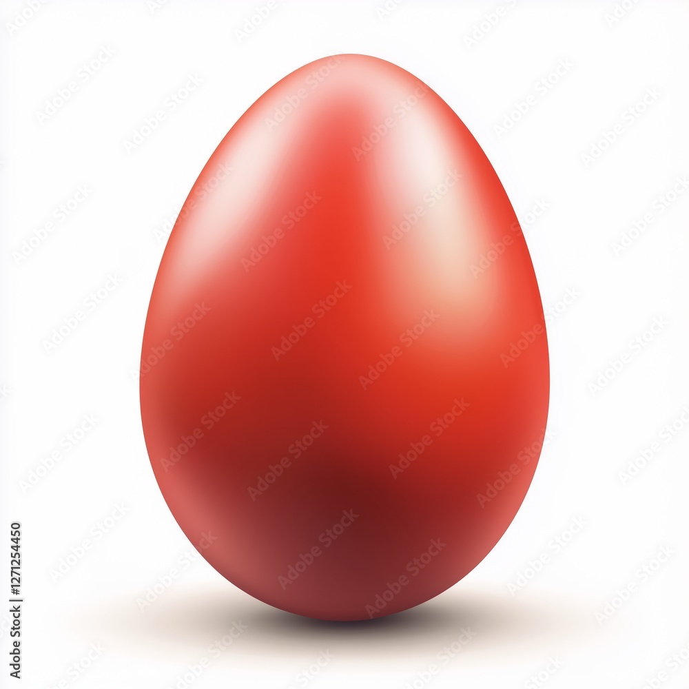 Realistic illustration of a vibrant red egg with smooth gradients, glossy finish, soft shadow, and high-resolution details on a clean white background. Realistic illustration of a vibrant red egg with smooth gradients, glossy finish, soft shadow, and high-resolution details on a clean white background.
