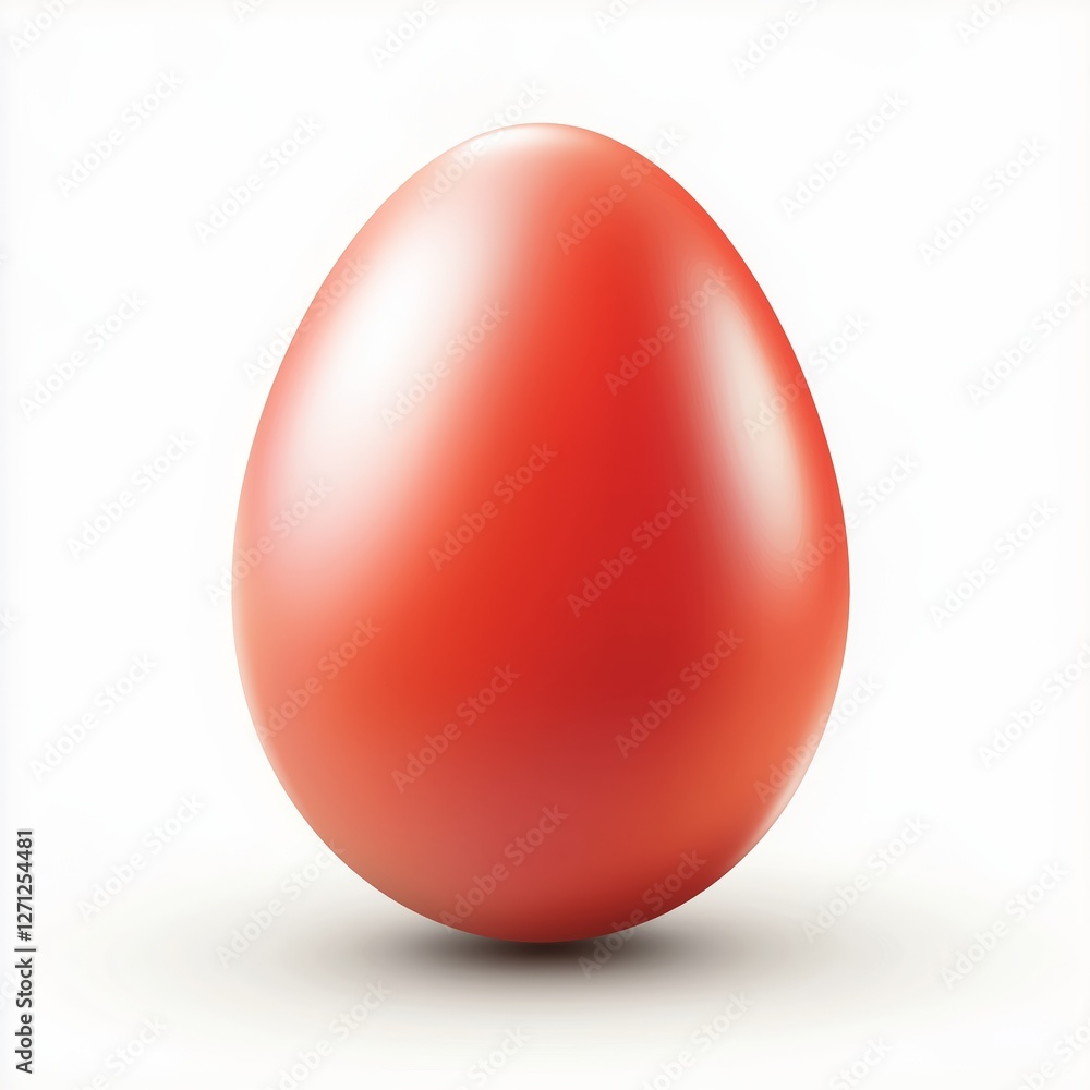 Realistic illustration of a vibrant red egg with smooth gradients, glossy finish, soft shadow, and high-resolution details on a clean white background. Realistic illustration of a vibrant red egg with smooth gradients, glossy finish, soft shadow, and high-resolution details on a clean white background.