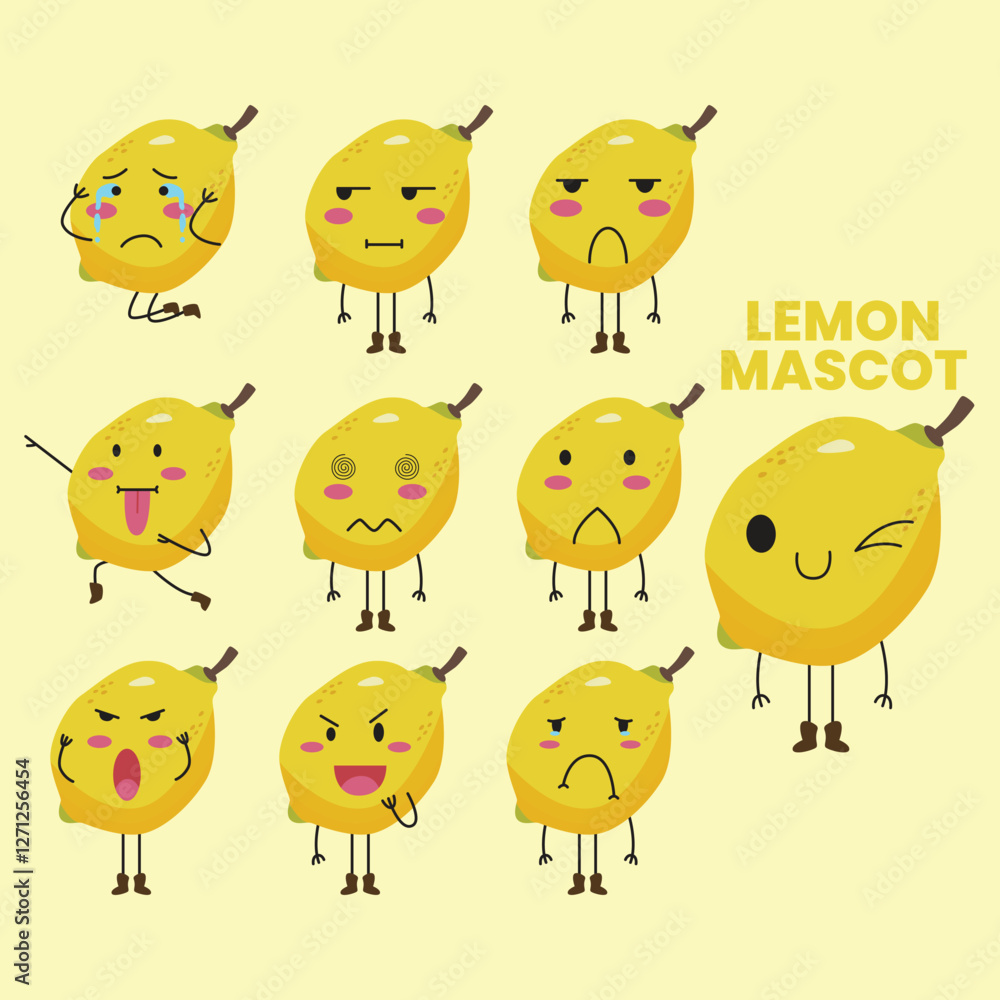 cute lemon set mascot vector illustration cute lemon set mascot vector illustration
