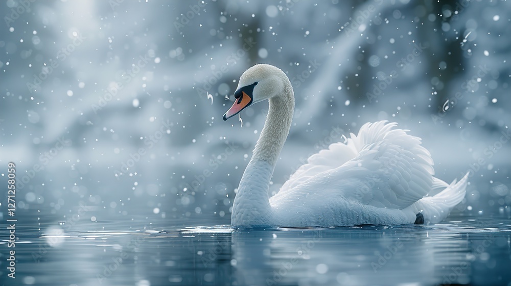 Fototapeta premium swan on the lake HD 8K ramzan wallpaper Photographic Image
