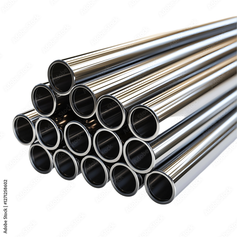 Stack of Industrial Metal Pipes with Shiny Metallic Finish, Isolated on transparent background Stack of Industrial Metal Pipes with Shiny Metallic Finish, Isolated on transparent background