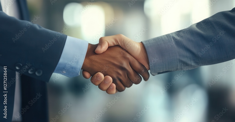 Diverse handshake, sealing a deal. Professionals unite with trust and partnership in a gesture of agreement, fostering collaboration. Diverse handshake, sealing a deal. Professionals unite with trust and partnership in a gesture of agreement, fostering collaboration.