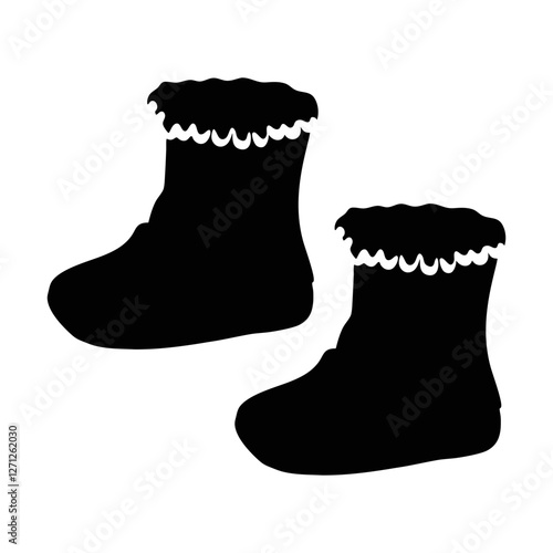 Black and white baby booties silhouette