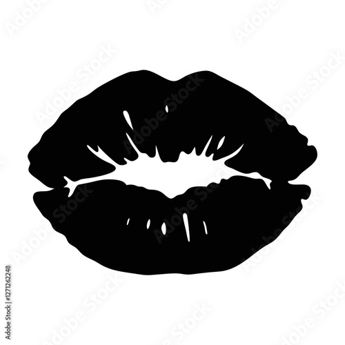 kiss shaped mouth vector silhouette illustration