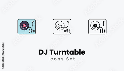 DJ Turntable Icons thin line and glyph vector icon stock illustration