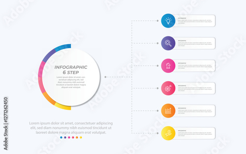 Vector infographic label design with circle infographic template design and 4-5-6 options or steps. Can be used for process diagram, presentations, workflow layout, banner, flow chart, info graph