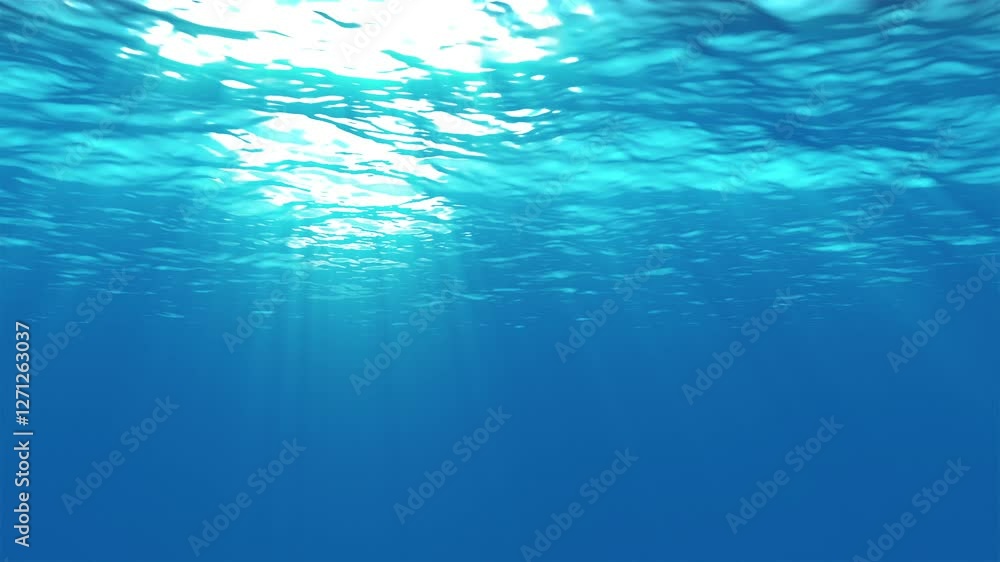 Underwater Scene With Azure Water And Light Rays Looped Animation