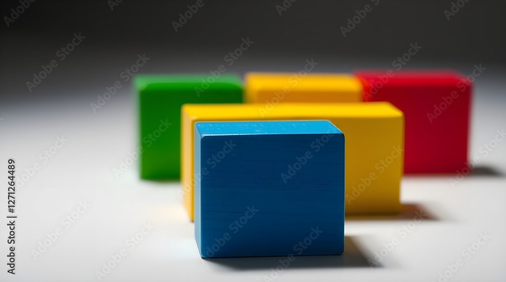 stock photo Wet rainy scene depicting a close-up of colorful wooden blocks on a white surface. stock photo Wet rainy scene depicting a close-up of colorful wooden blocks on a white surface.