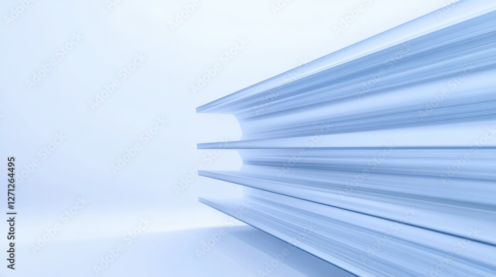 Obraz premium Abstract presentation of slim horizontal structures in soft blue light