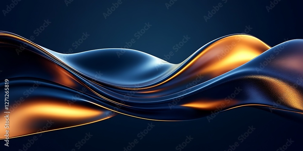 Obraz premium Abstract Liquid Flow, Dynamic, Blue Gold