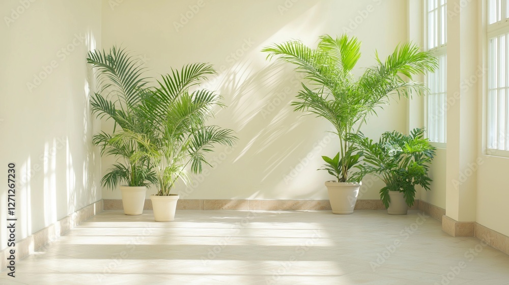Bright, airy space with greenery accents Bright, airy space with greenery accents