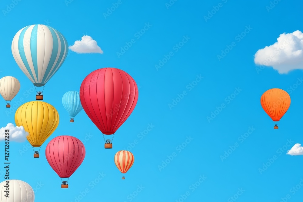 Naklejka premium A hot air balloons floating in the sky. Generative AI