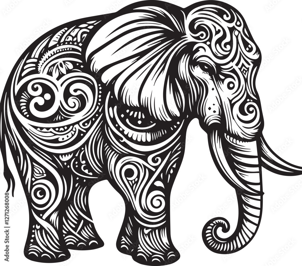 Obraz premium sketch of a tribal elephant tattoo. elephant logo. vector drawing graceful and graceful king of beasts elephant