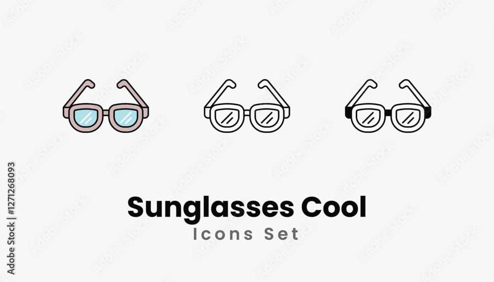 Sunglasses Cool Icons thin line and glyph vector icon stock illustration Sunglasses Cool Icons thin line and glyph vector icon stock illustration