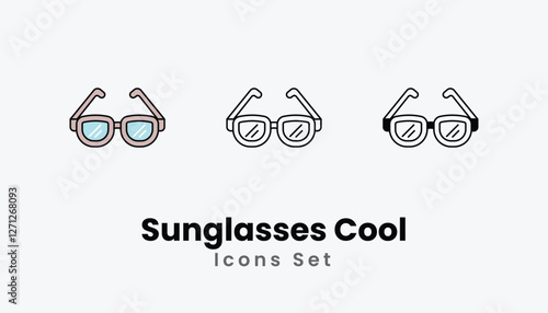 Sunglasses Cool Icons thin line and glyph vector icon stock illustration