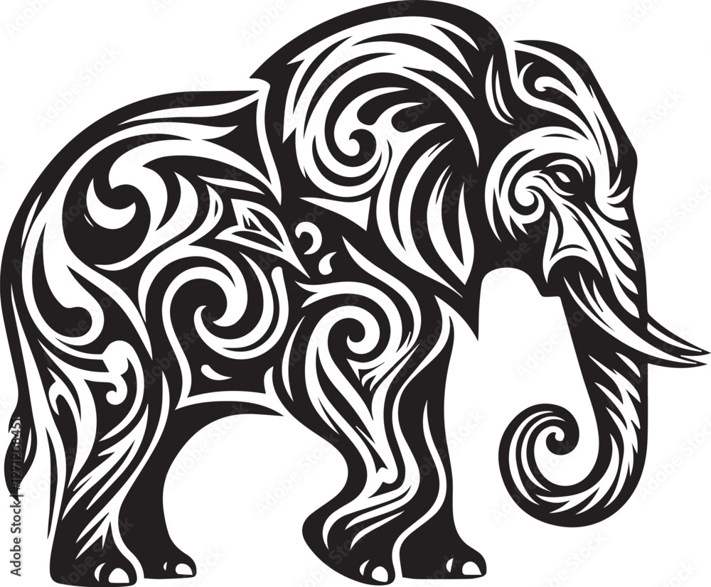 Obraz premium sketch of a tribal elephant tattoo. elephant logo. vector drawing graceful and graceful king of beasts elephant