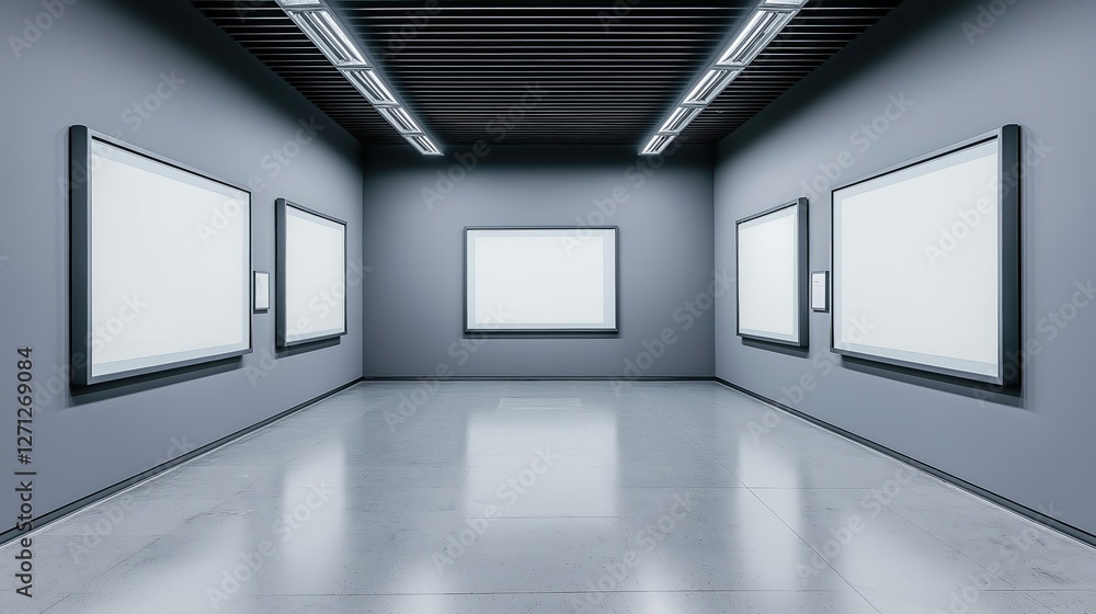 Modern empty gallery with white walls Modern empty gallery with white walls