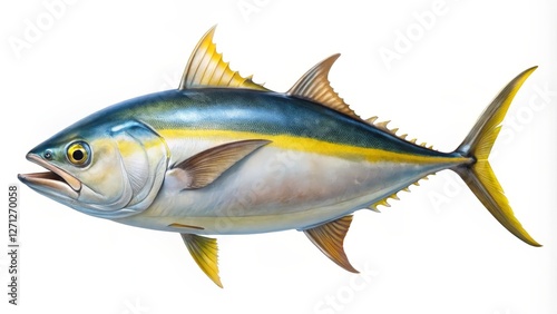 Yellowfin Tuna Illustration on White Background