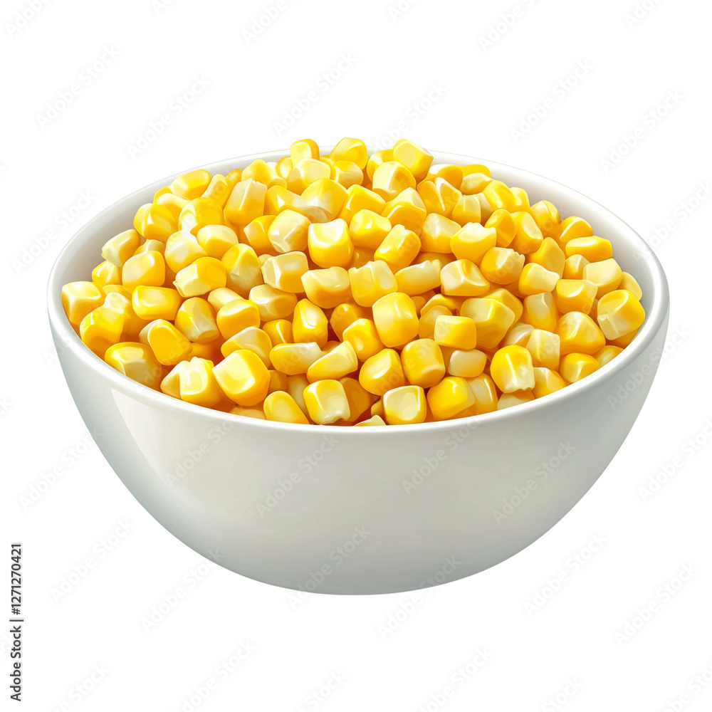 Fresh corn kernels in white bowl, vibrant yellow color, healthy snack option, perfect for salads or cooking. Enjoy sweet taste and crunchy texture Fresh corn kernels in white bowl, vibrant yellow color, healthy snack option, perfect for salads or cooking. Enjoy sweet taste and crunchy texture