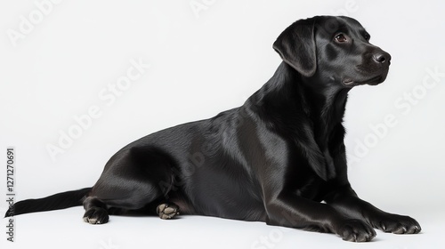 Elegant Black Labrador Retriever Dog Studio Shot Purebred Canine Animal Domestic Pet Loyal Companion Breed Portrait Photography Image Background White photo