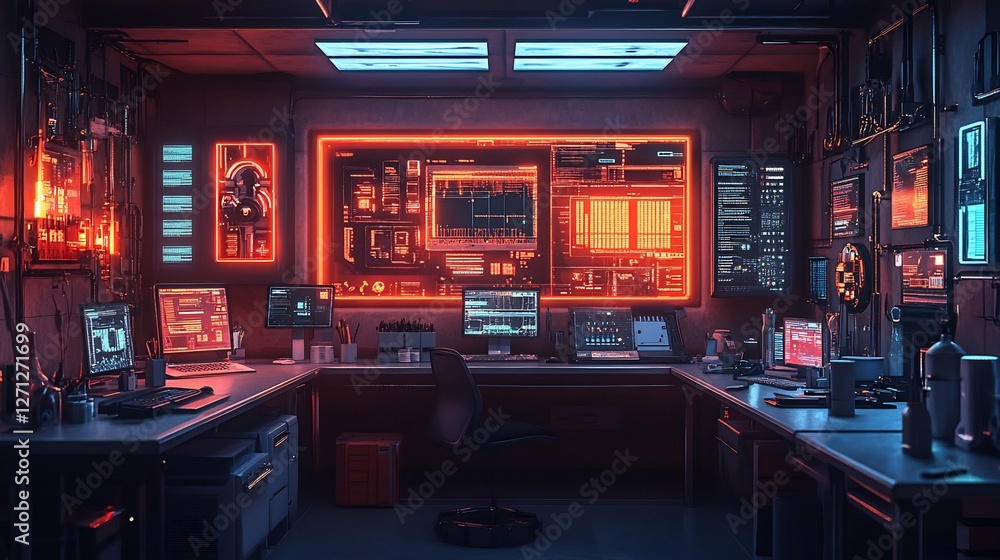Vibrant depiction of interactive STEM robotics kits coding tools arranged in a futuristic lab with cinematic lighting and ultra detailed textures Vibrant depiction of interactive STEM robotics kits coding tools arranged in a futuristic lab with cinematic lighting and ultra detailed textures