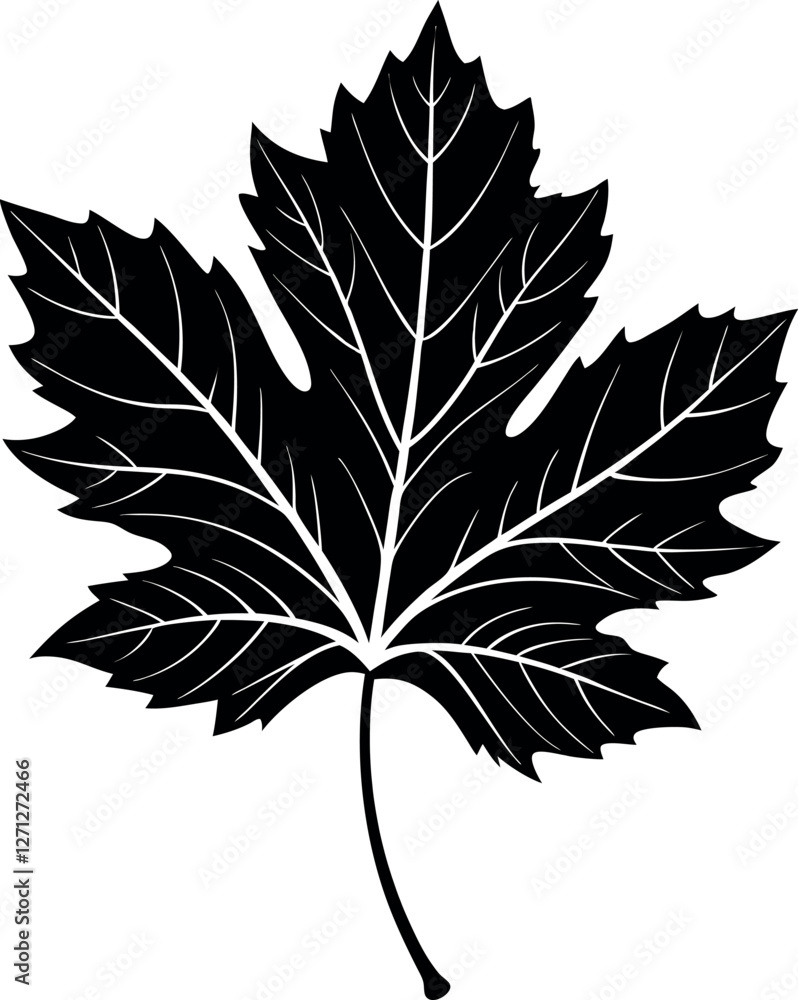 Fototapeta premium Minimalistic Black Silhouette Vector Illustration of Autumn Leaves with Aerial View, Falling Foliage, Seasonal Nature Art, Elegant Leaf Pattern, Botanical Elements, Rustic Fall Aesthetic, and Forest I