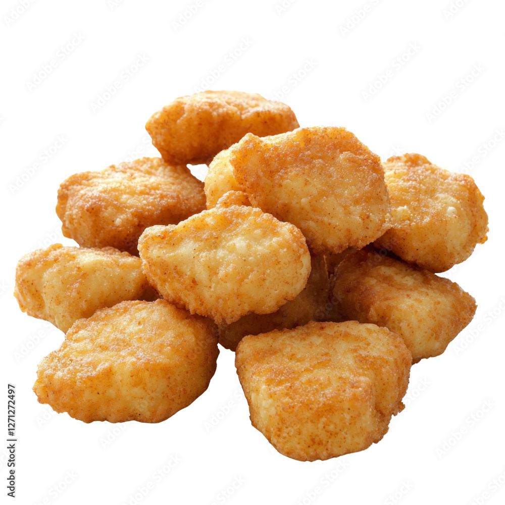 Crispy chicken nuggets stacked on transparency background, perfect for snacking or meals. These golden brown bites are delicious and appealing, ideal for any occasion Crispy chicken nuggets stacked on transparency background, perfect for snacking or meals. These golden brown bites are delicious and appealing, ideal for any occasion