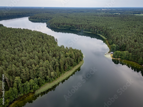Obraz na płótnie Lake Aviris in Druskininkai Municipality, Alytus County of Lithuania w salonie