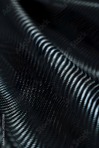 Wallpaper Mural Close-up view of textured black fabric showcasing intricate wave patterns and depth Torontodigital.ca