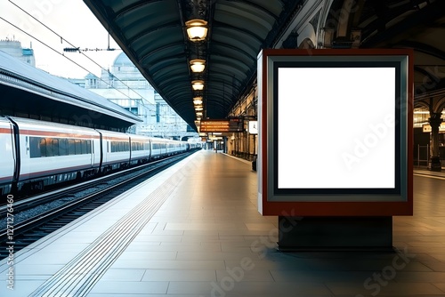 Empty Billboard Mock-Up: Ideal Advertising Space on Train Station Platform