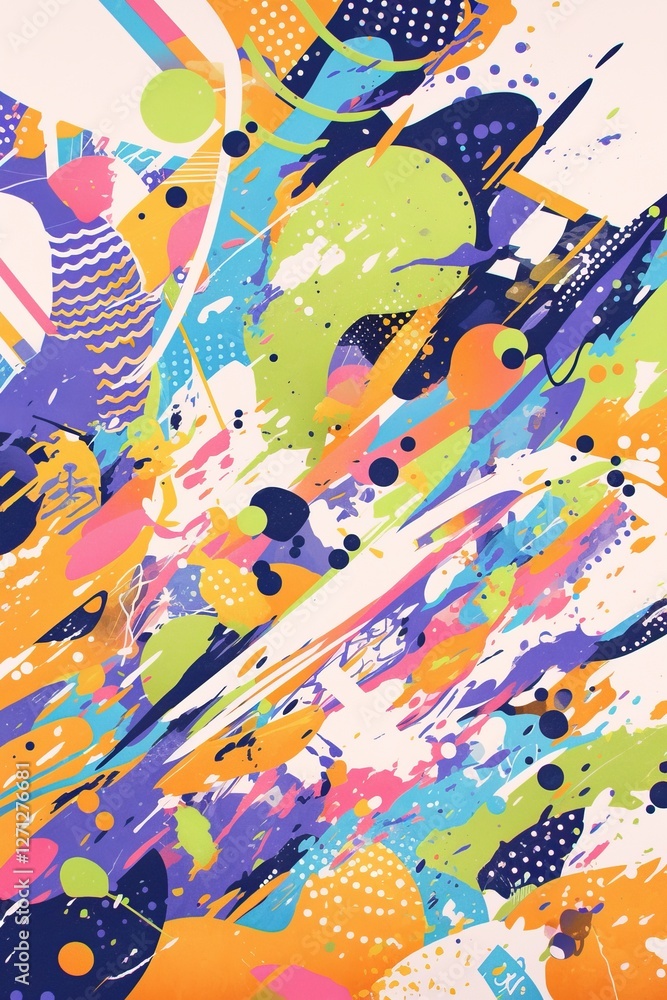 Fototapeta premium Abstract colorful paint splashes; vibrant background; design; graphic
