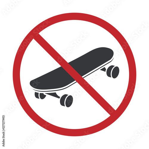 Isolated prohibition label : skateboard is not allowed, do not use longboard for safety purpose