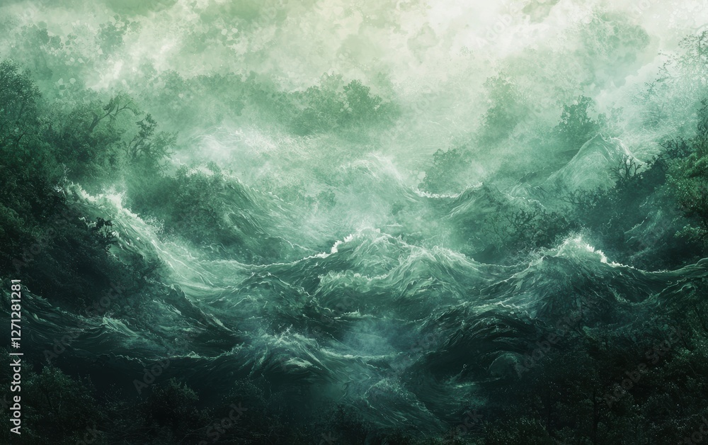 Deep forest green swirling misty waves background mockup Saint Patricks Day Deep forest green swirling misty waves background mockup Saint Patricks Day