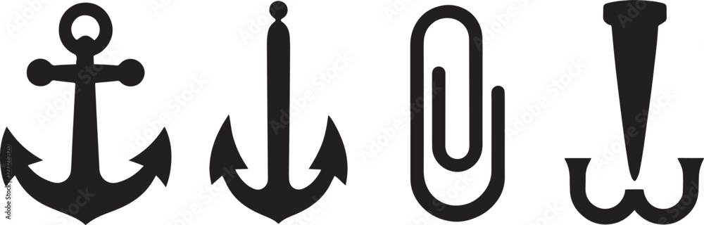Anchors icons set silhouette vector design Anchors icons set silhouette vector design