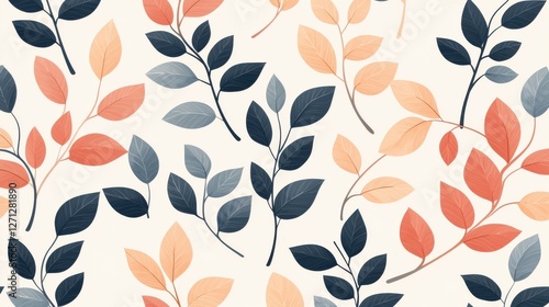 Background pattern leaf concept. Minimalist Botanical Designs with Simple Leafy Patterns in Neutral Tones