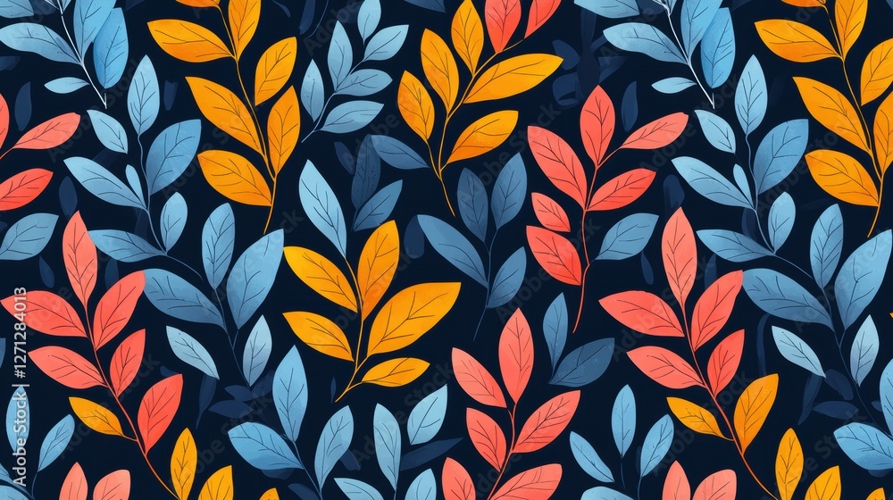 Background pattern leaf concept. Vibrant Autumnal Leaf Pattern with Colorful Falling Foliage for Seasonal Decor Background pattern leaf concept. Vibrant Autumnal Leaf Pattern with Colorful Falling Foliage for Seasonal Decor