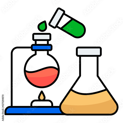 A flat design icon of experiment