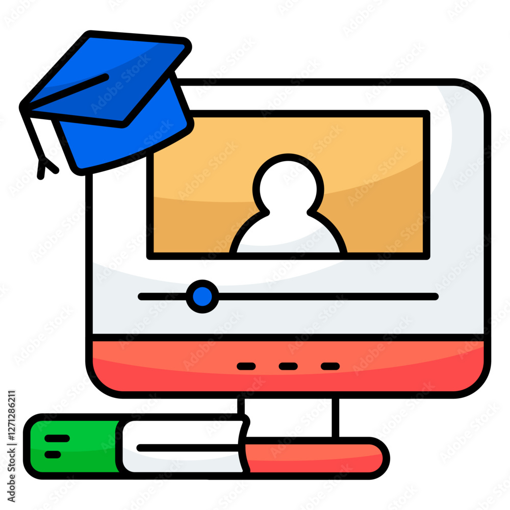 A beautiful design icon of online lecture A beautiful design icon of online lecture
