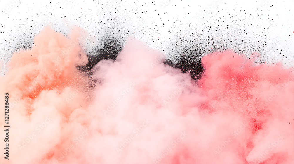 Rose Powder Explosion on White Background Abstract Decorative Design with Texture Elements Rose Powder Explosion on White Background Abstract Decorative Design with Texture Elements