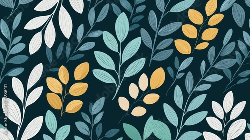 Background pattern leaf concept. Whimsical Leafy Vines with Earthy Green Botanical Pattern Design